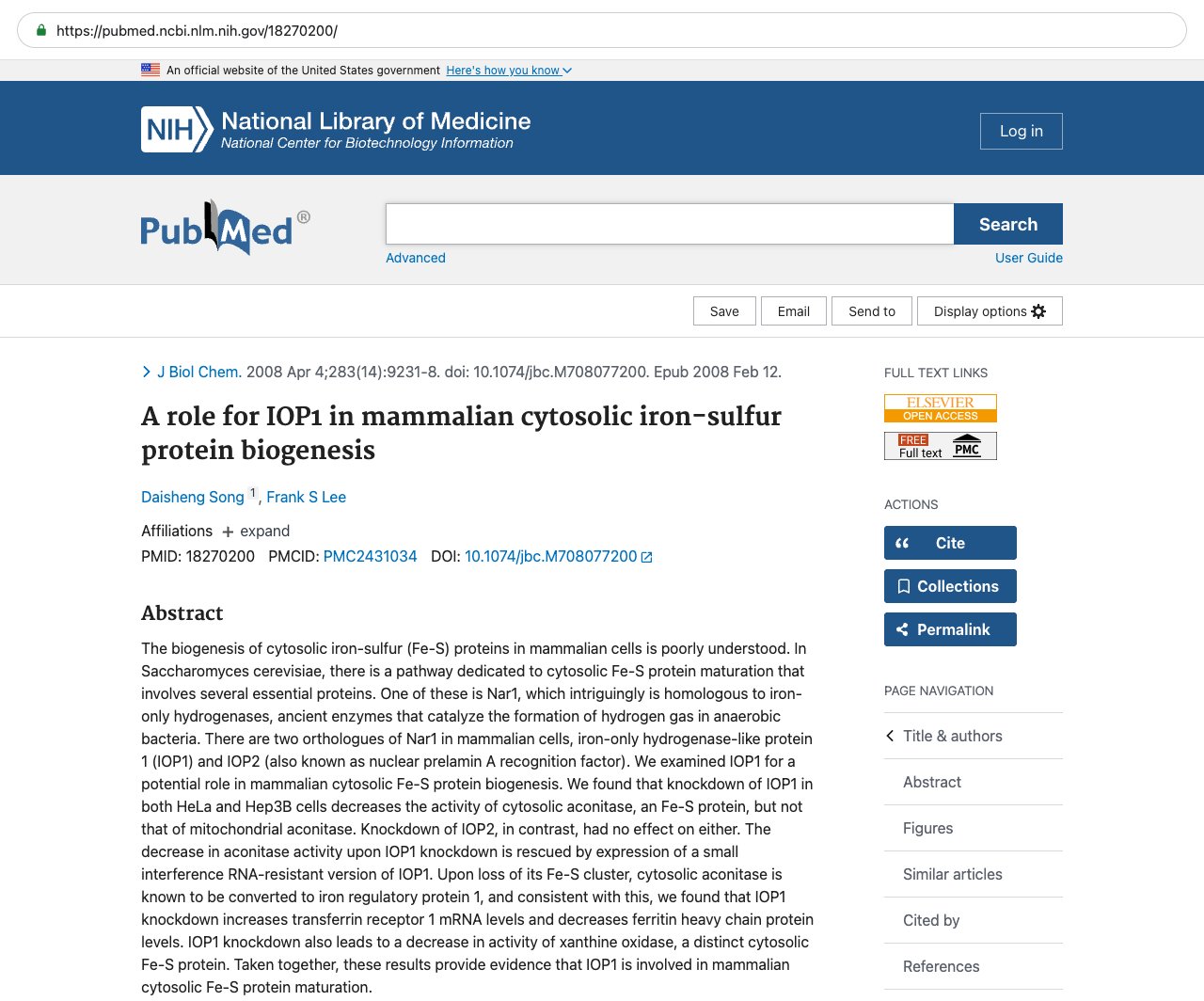 Screenshot — PubMed 18270200
