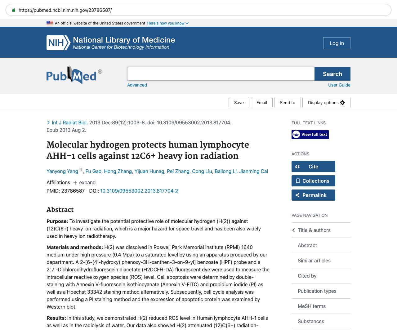 Screenshot — PubMed 23786587