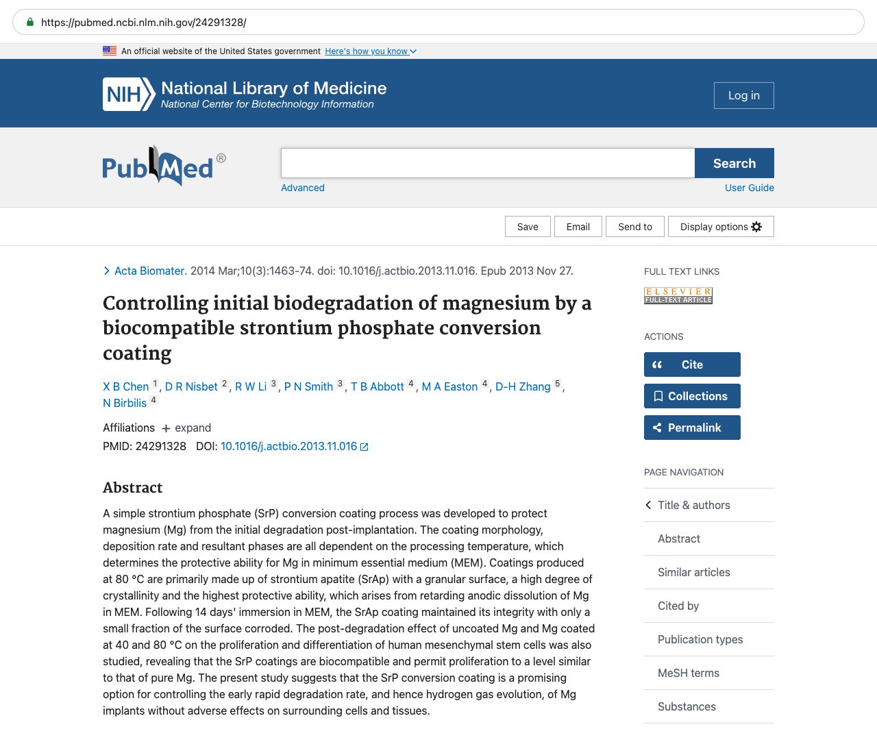 Screenshot — PubMed 24291328