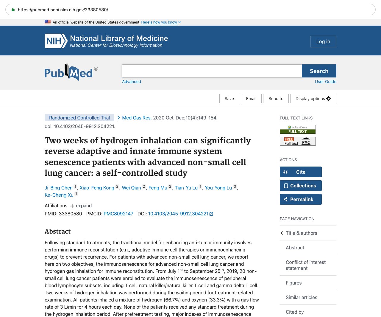 Screenshot — PubMed 33380580