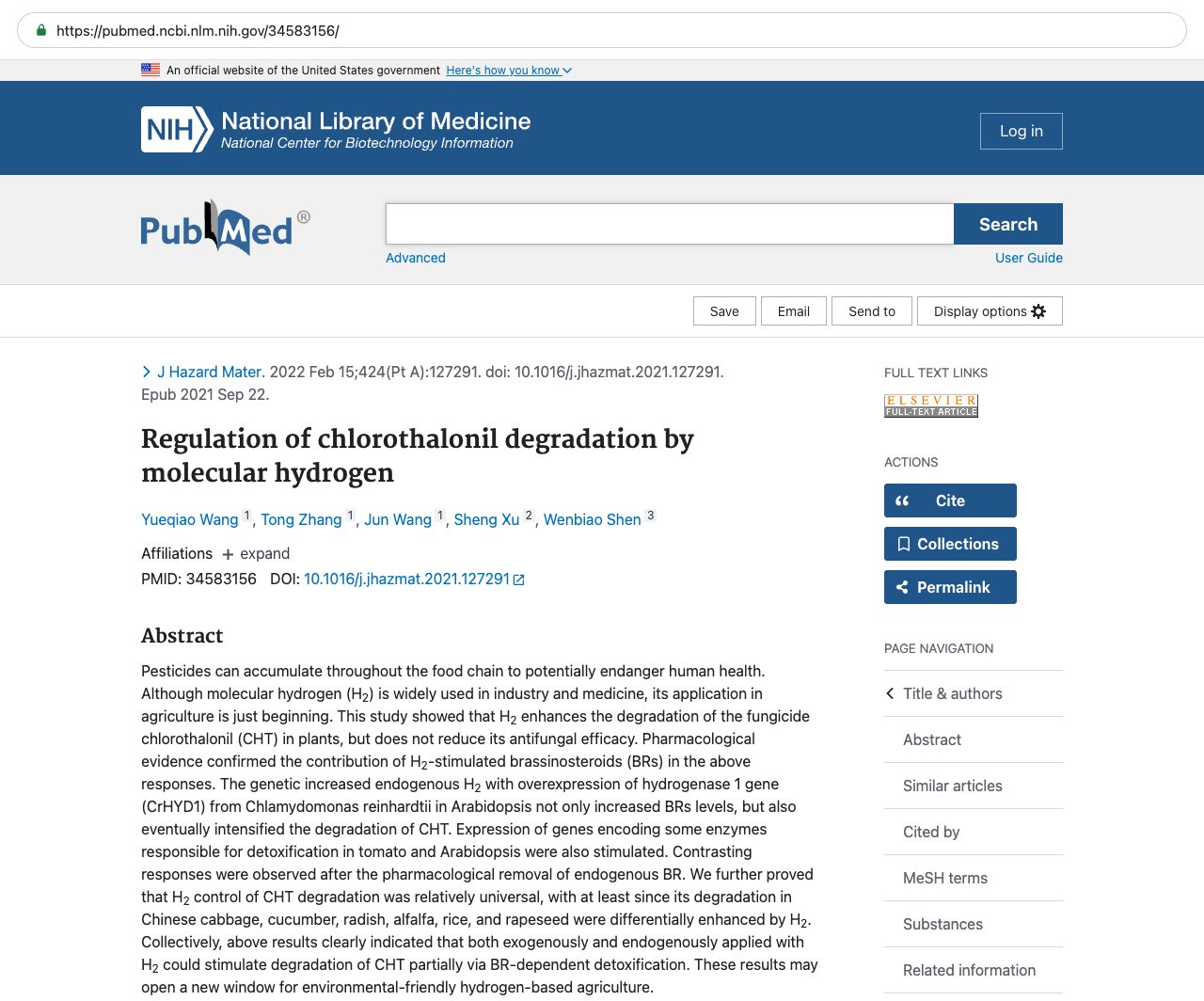 Screenshot — PubMed 34583156