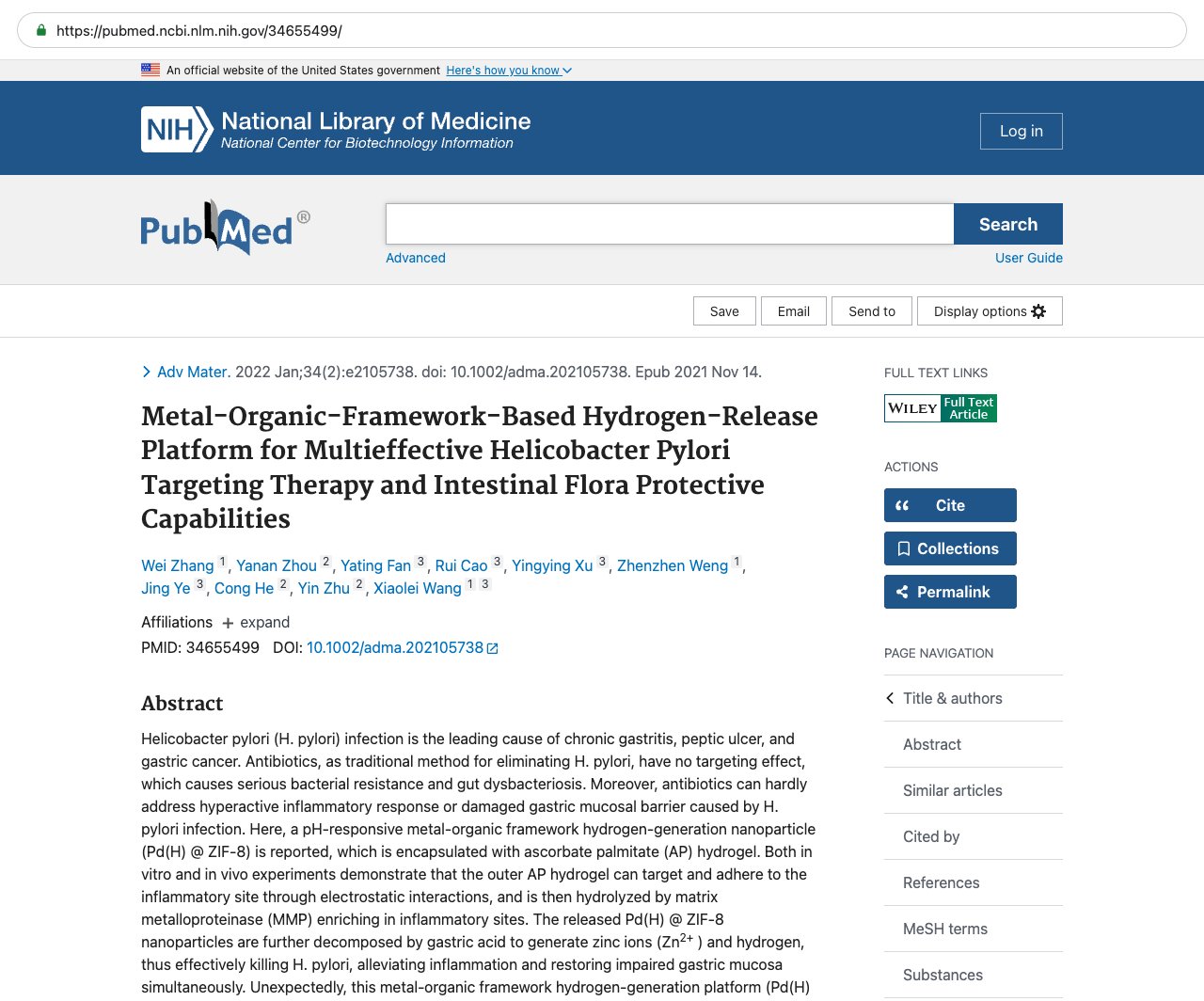 Screenshot — PubMed 34655499