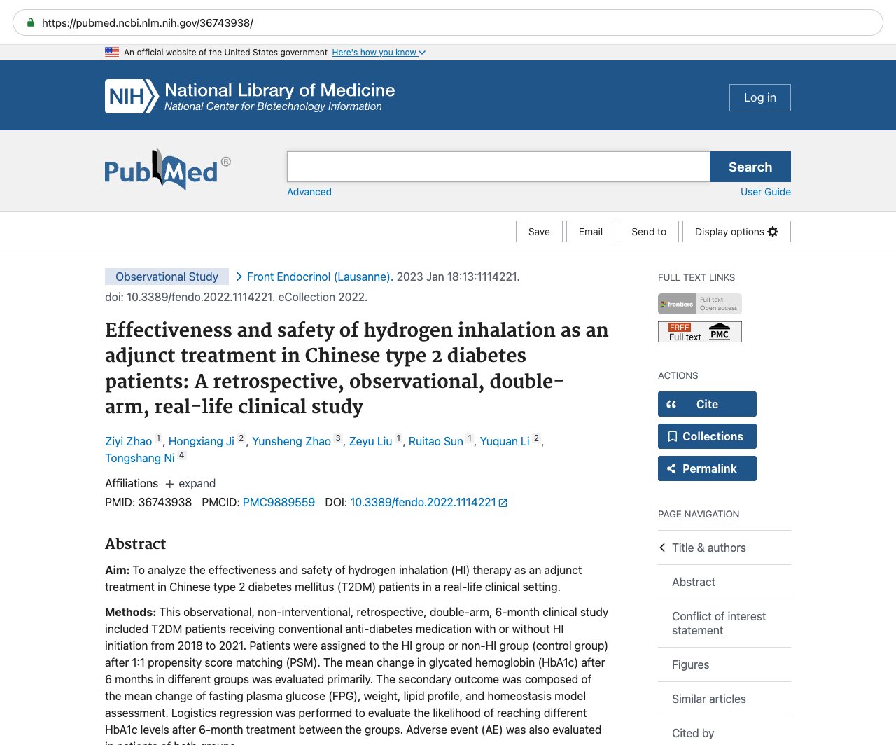 Screenshot — PubMed 36743938