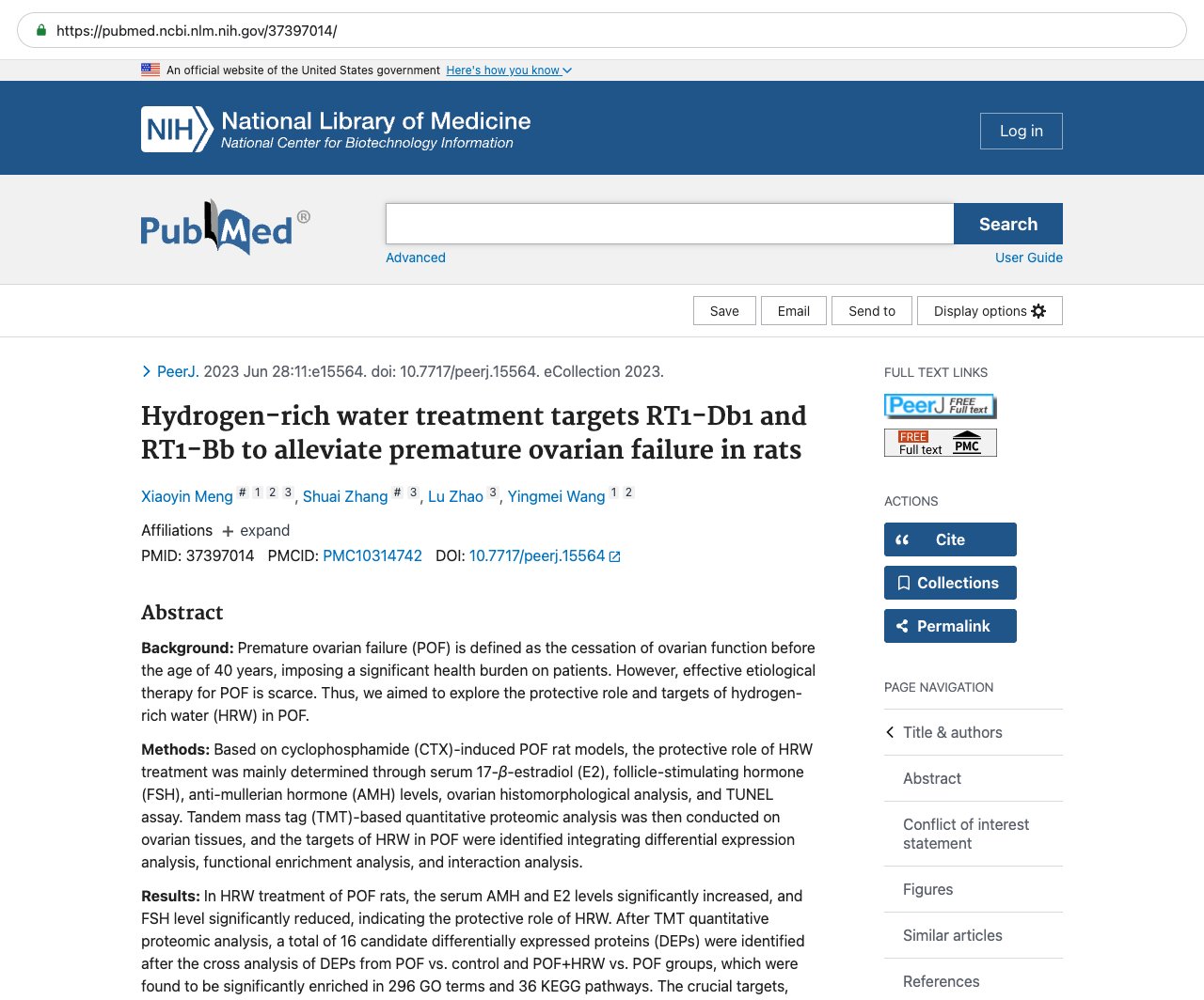 Screenshot — PubMed 37397014