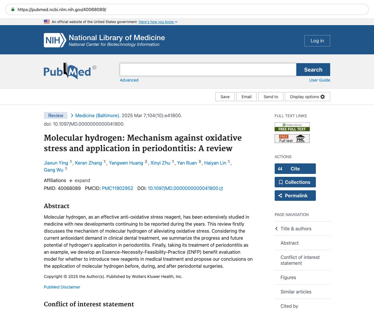 Screenshot — PubMed 40068089