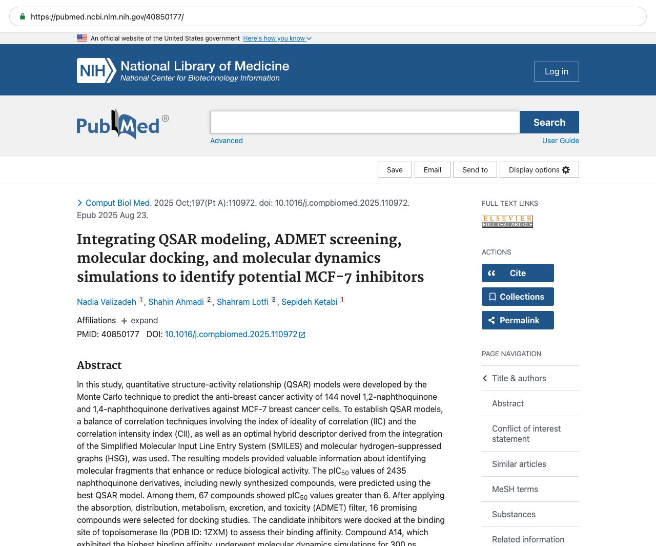 Screenshot — PubMed 40850177